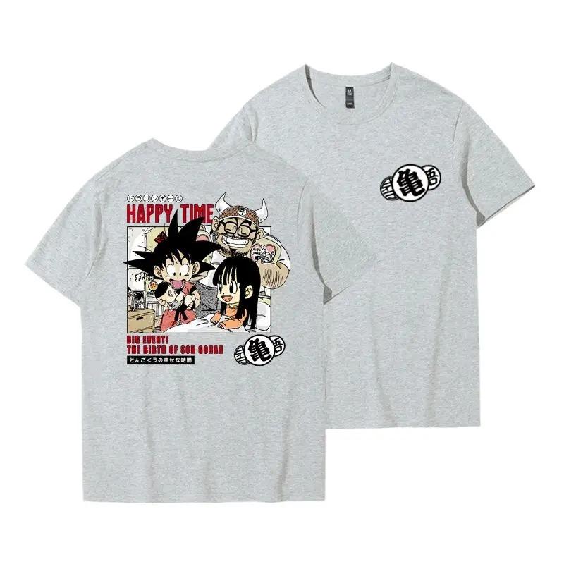 Dragon Ball Son Gohan Birth Commemorative Double-Sided Printed T-Shirt | Kame Symbol Anime Merchandise | Unisex Cotton Casual Short Sleeve Tee