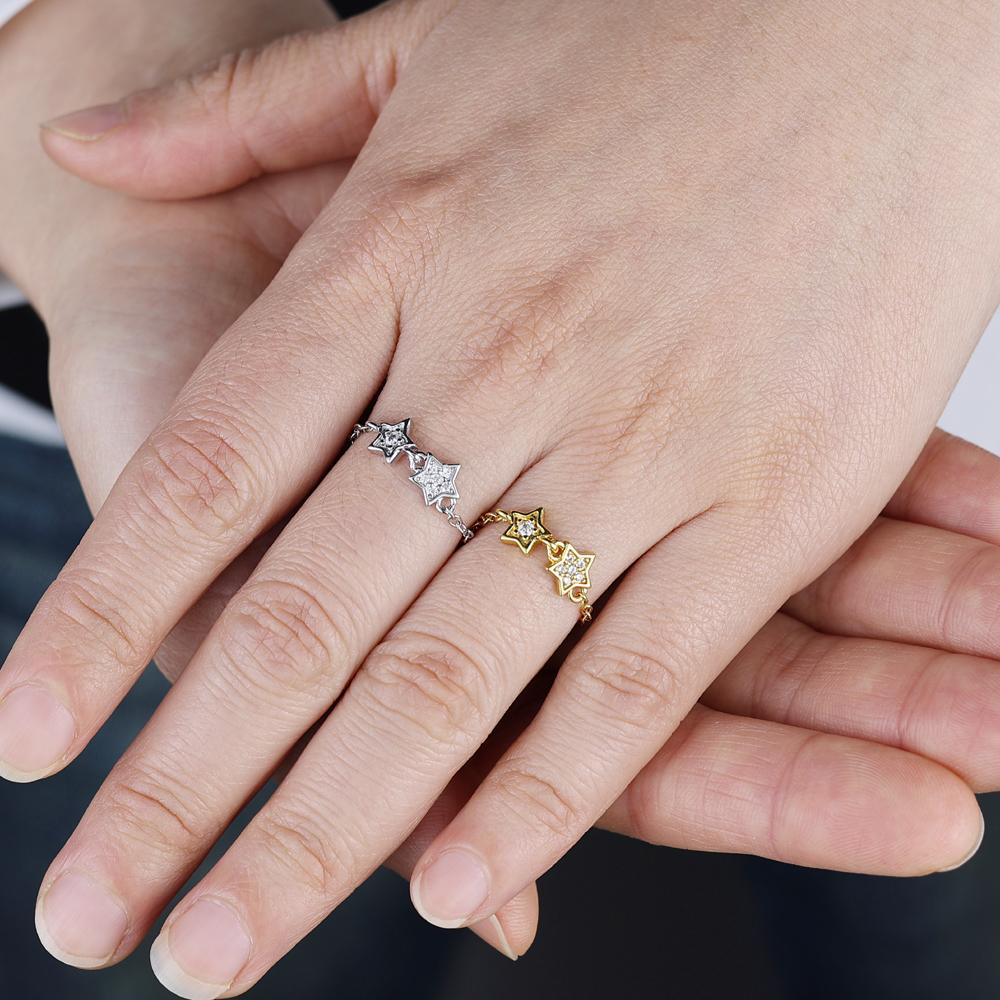 Mini Tassel Chain Link Cute Star Adjustable Ring for Women Girls Lady Resizable Ring With Mini Small Ball Jewelry