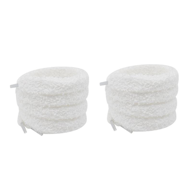 Zachte Pluizige Veters 15 mm Breed Platte Pluche Handdoek Schoenveters voor Dames Casual Sneakers Comfortabele Vervangende Schoenveters 120cm white