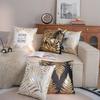 Hot Gold Pillow Cover Gold Leaf Letter Printed Pillow Cover Short Plush Living Room Bedroom Cushion Cover