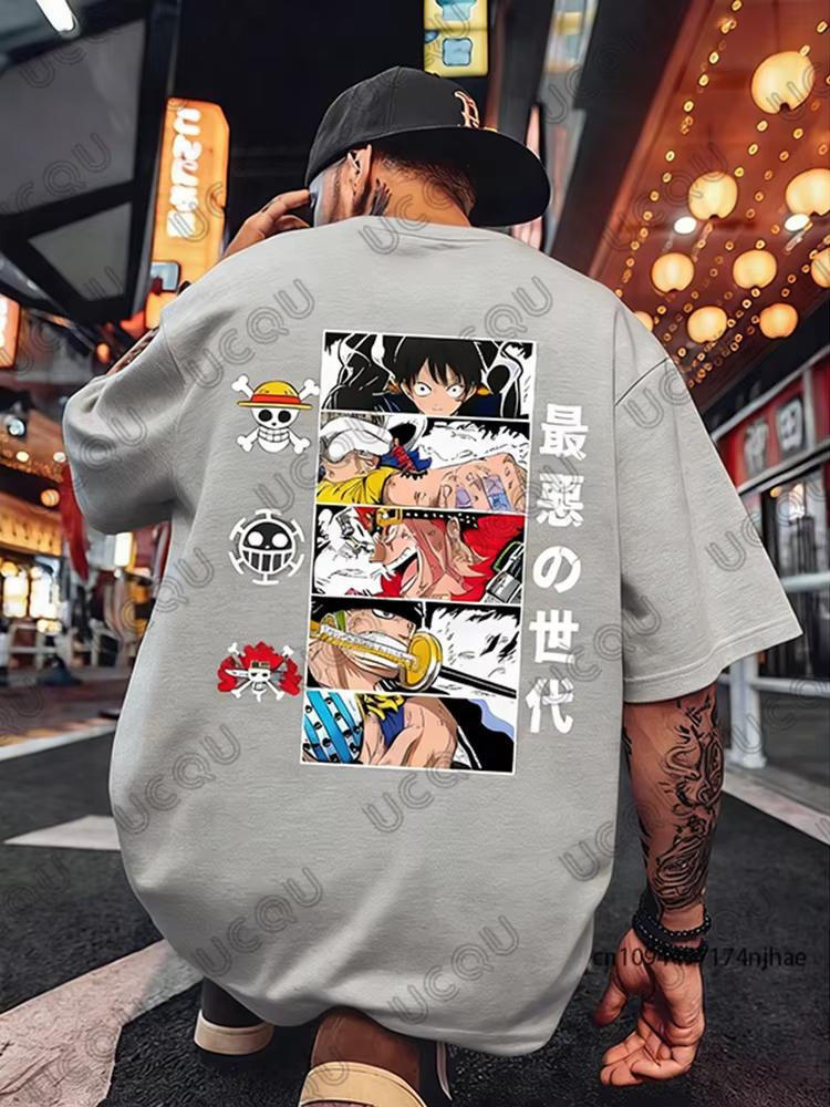 One Piece 2026 Summer Cotton Tshirt Streetwear Anime Graphic Oversized Short Sleeve Casual Daily Wear Luffy Pirates Generation