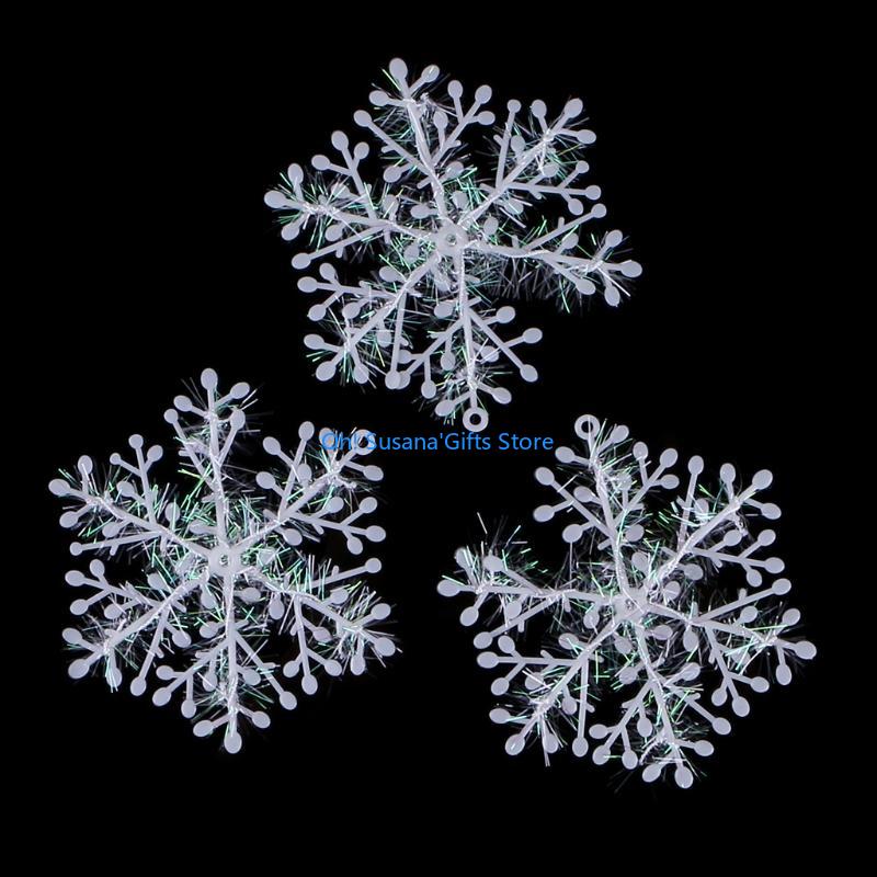 

090D 3 pcs White Snowflake Ornaments Christmas Tree Deco Festival Decortion 10cm білий