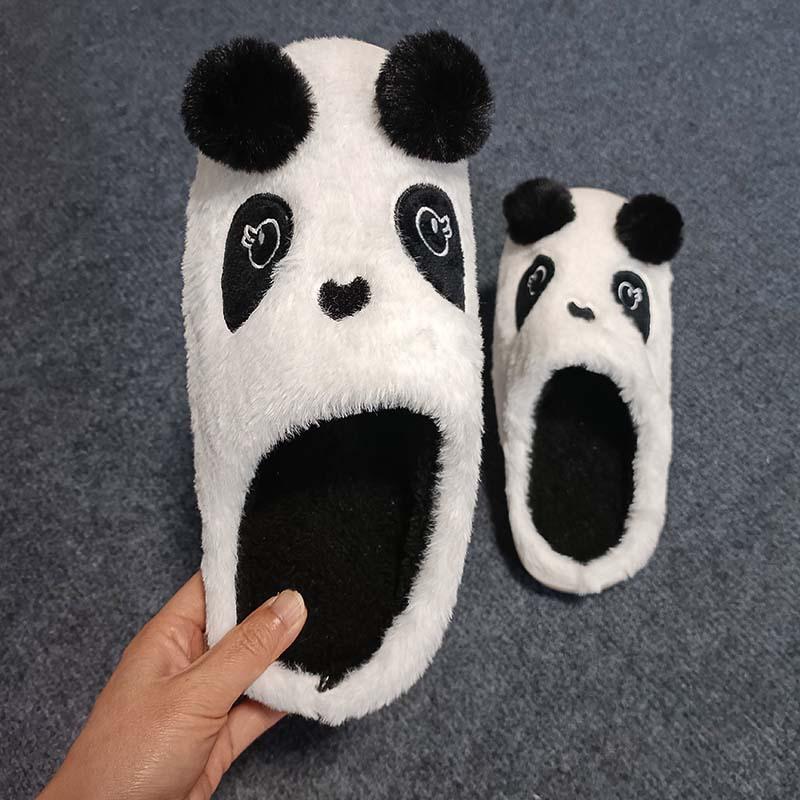 Söta Panda Plyschtofflor, Varma och Halkfria Inomhus Tecknade Bomullsskor för Höst och Vinter Hem