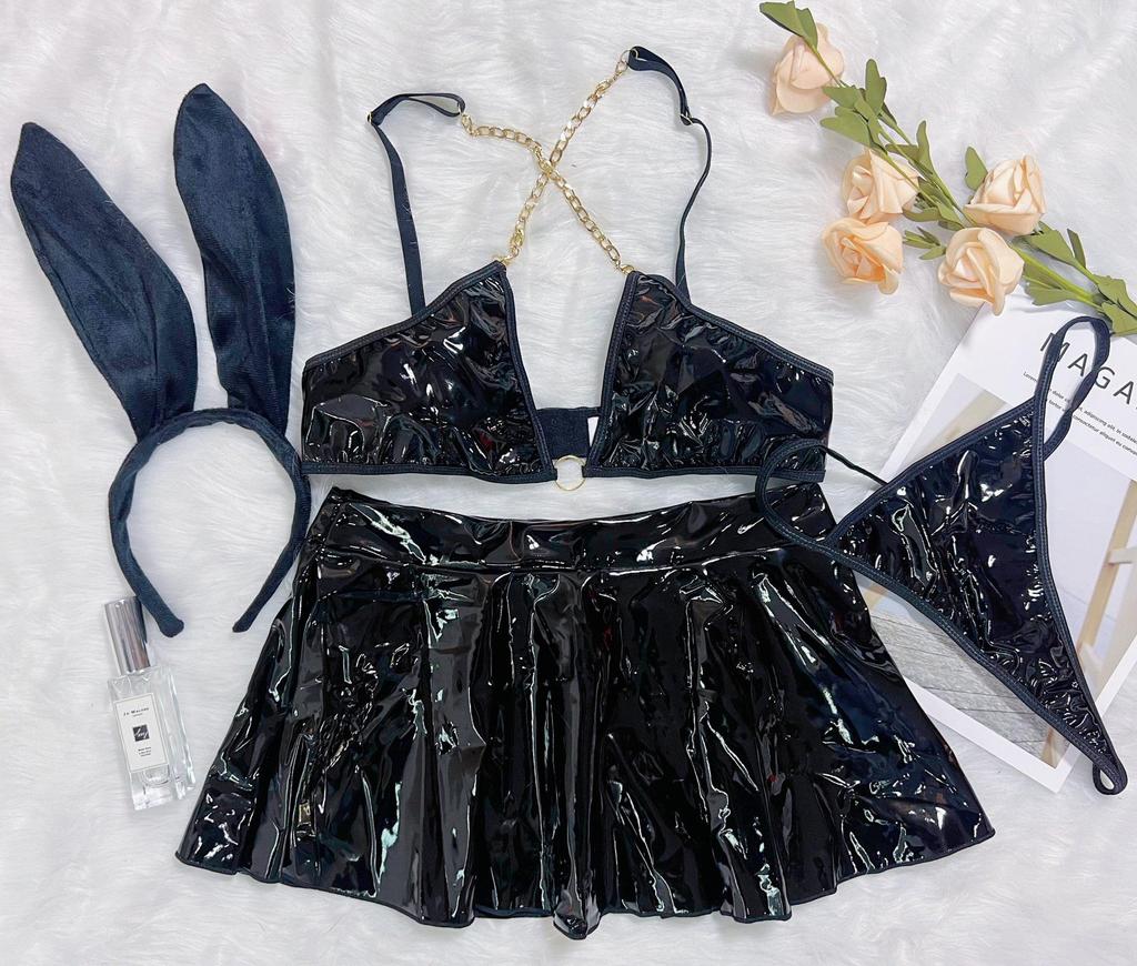 Valentine's Day Sexy Patent Leather Bunny Girl Lingerie