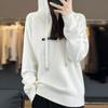 Fashionable Short Knitted Hoodie Women's Spring Autumn Loose Style Korean Design Thick Winter Suitable Full Sleeve Solid