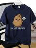 Unisexs Tee Cute Cartoon Potato With Slogan Letter Print Cotton Short Sleeve Male Casual Streetwear Outdoor Daily Basic Fashion Top