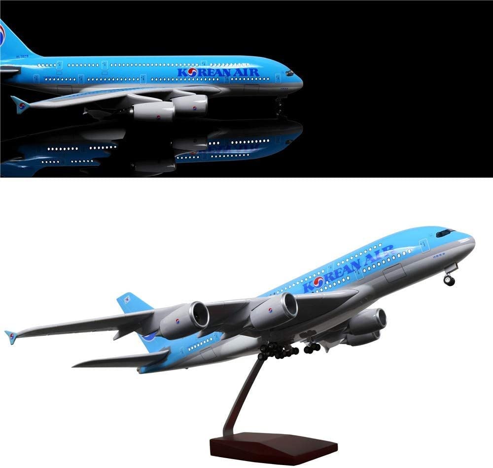 1/160 Scale 50.5CM Airplane Airbus A380 Air France Airline Model W LED Light & Wheel Diecast Plastic Resin Plane For Collection