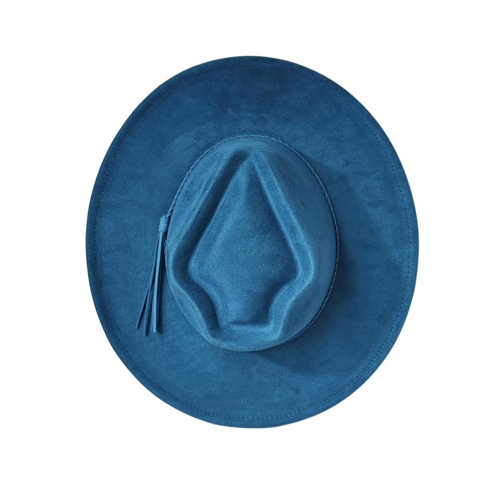 Retro Arrow Top Vegan Suede Hat 9Cm Wide Brim Fedora Hat For Women Men Bohemian Style Panama Hat Rancher Hat