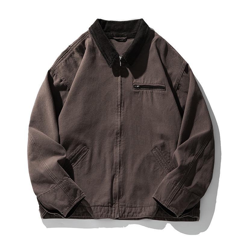 Spring and Autumn New Men's Retro Old Loose Stitching Laps Jacket