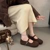 Gentle with skirt ballet shoes 2025 new one-word buckle single shoes women's French retro shallow mouth Mary Jane shoes