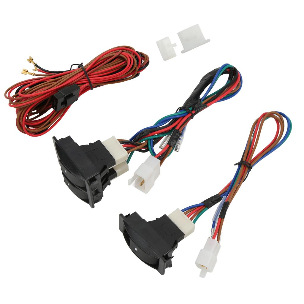 5pcs Universal Car Power Electric Window Switch Regulator Kits with Wiring Harness for 2 Doors