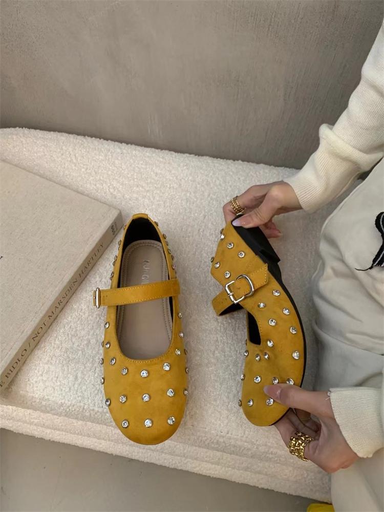 Fashion IPPEUM Ballet Flats For Women Round Toe Buckle 2025 New Fashion Ballerines Femme