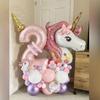 57pcs Unicorn Rainbow Birthday Balloons, 1-9 Numbers, Rainbow Unicorn Theme, Birthday, Shower Party, Room Decoration