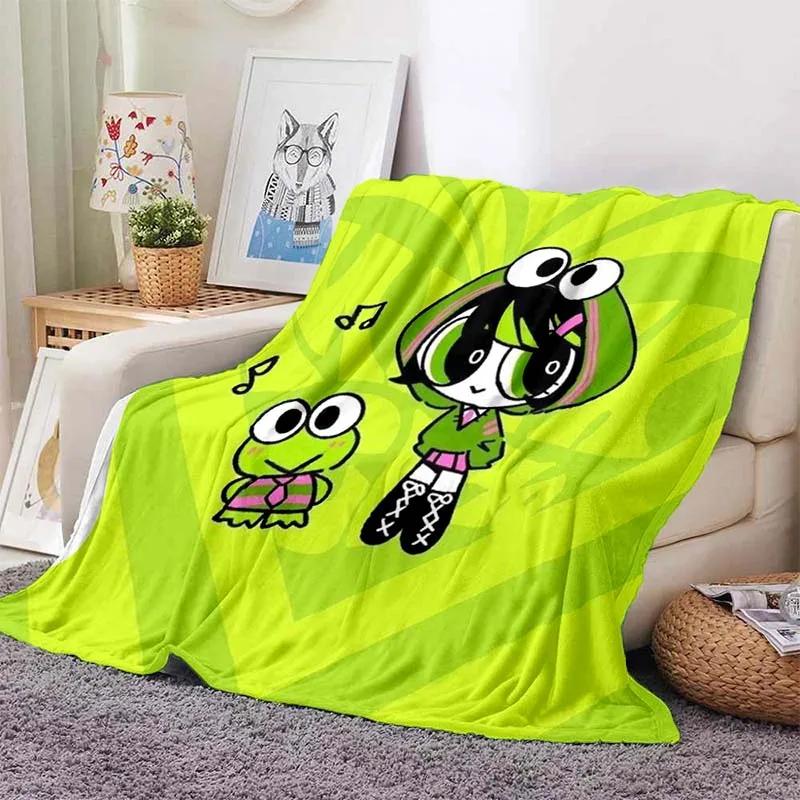 3D Printed Big -eyed Frog Card Kero Kero Keroppi Blanket Living Room Bedroom Sofa Cover Blanket Children's Nap Sleeping Blanket
