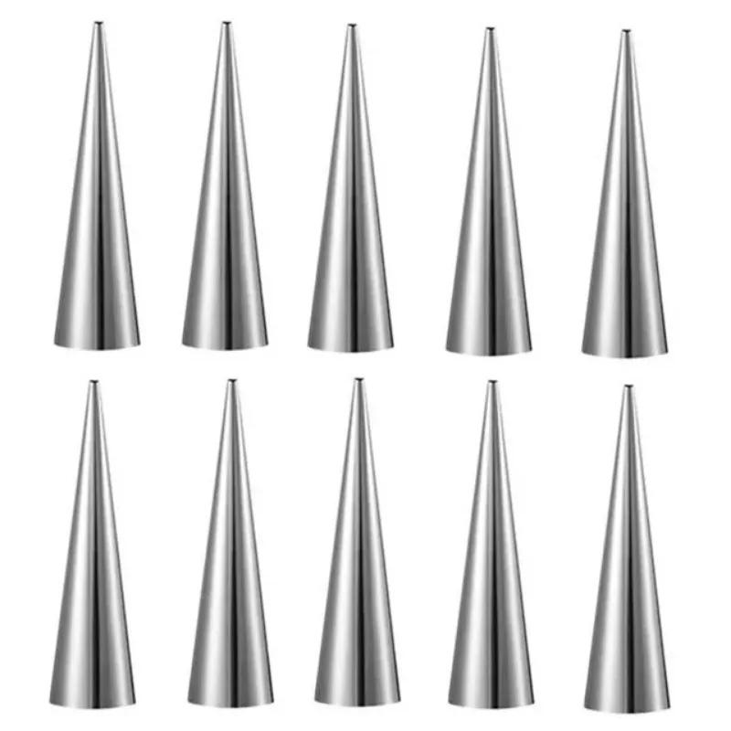 10Pcs Cream Horn Molds Stainless Steel Cone Tubular Shaped Mold Baking Cones Horn Pastry Roll Kitchen Cookie Dessert Tool