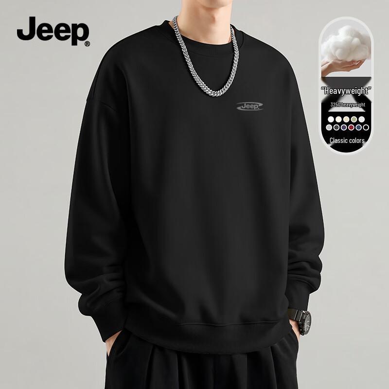 Jeep Men's 330G Heavyweight Round Neck Long Sleeve Sweatshirt