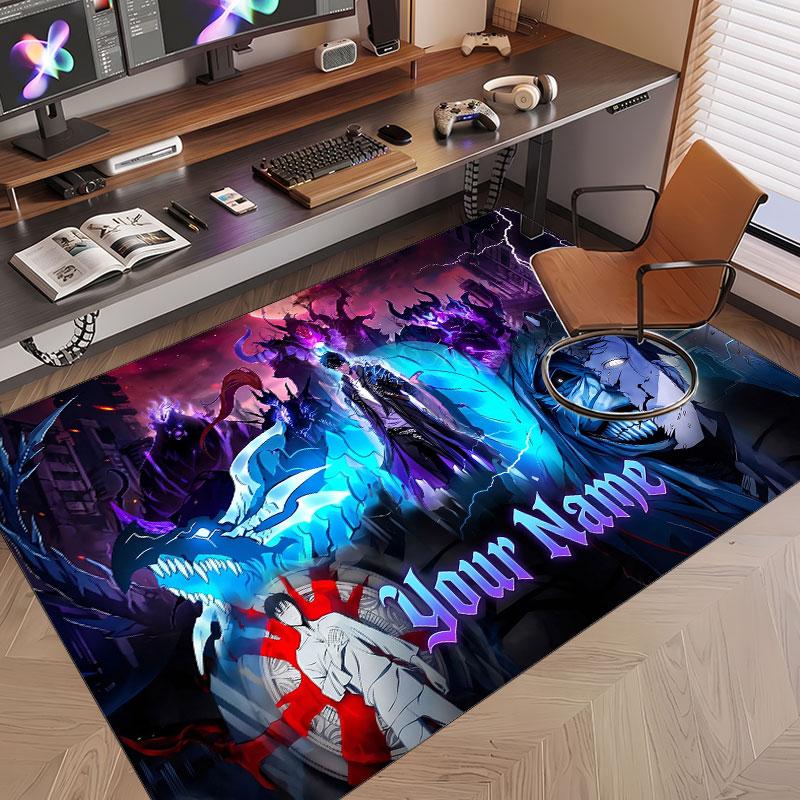 Custom Name Crystal Velvet Rug,Solo Leveling Comfortable Anti Slip Floor Mat For Room Decoration