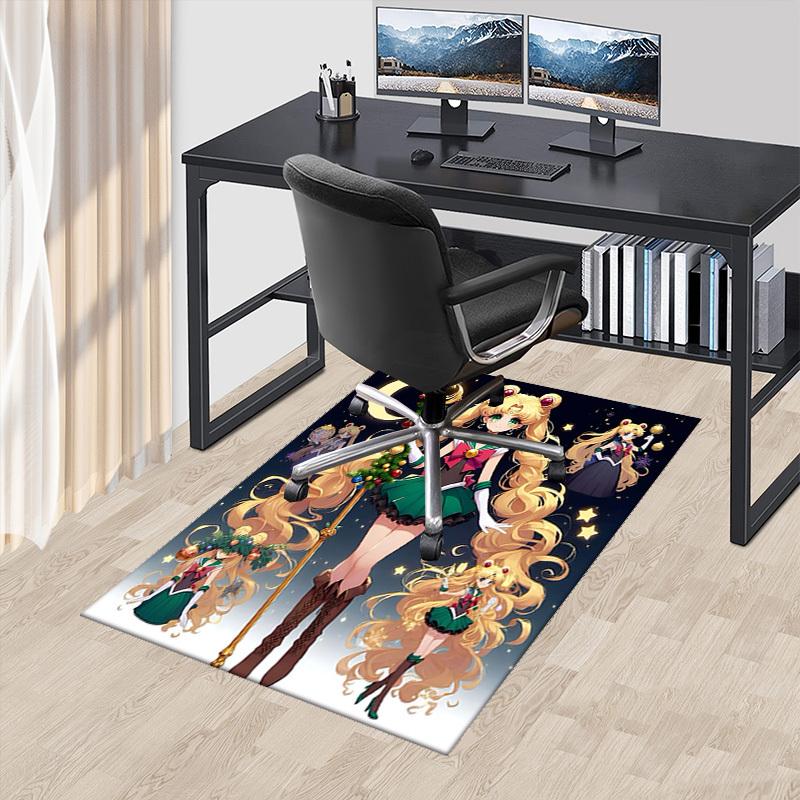 1pc Sailor Moon Christmas Edition Chair Mat - Anime Cartoon Design, Non-Slip Carpet for Office and Home Decorations, Suitable for All Seasons.O016