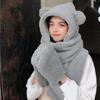 3 In 1 Girl Scarf Bear Hat Furry Caps Scarf with Gloves Set Winter Warm Headgear for Casual Outdoor Wear