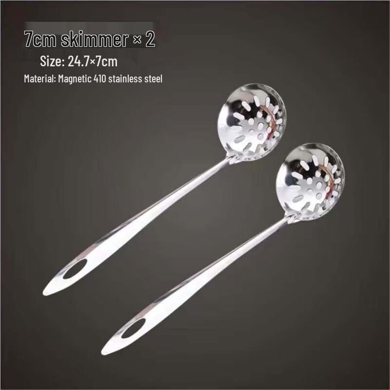 Stainless Steel Long Handle Soup & Slotted Spoon Set (3 Pcs)