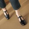 Fashion 2024 Spring Mary Janes Genuine Leather Women Shoes Square Toe Thick Heel Women Buckle Strap Commute Pumps Retro High Heels