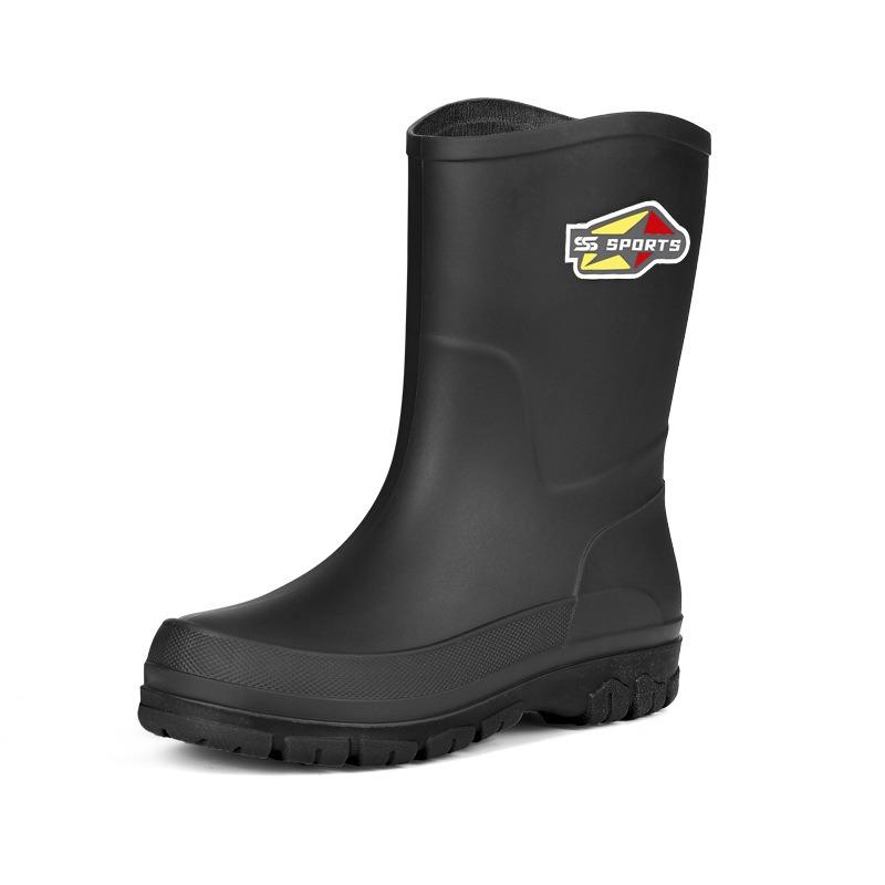 British Trend Men's Rain Shoes New Medium Tube Men's Water Boots Outdoor Rainy Day Wading Shoes Non-slip Fishing Water Shoes Rubber Shoes