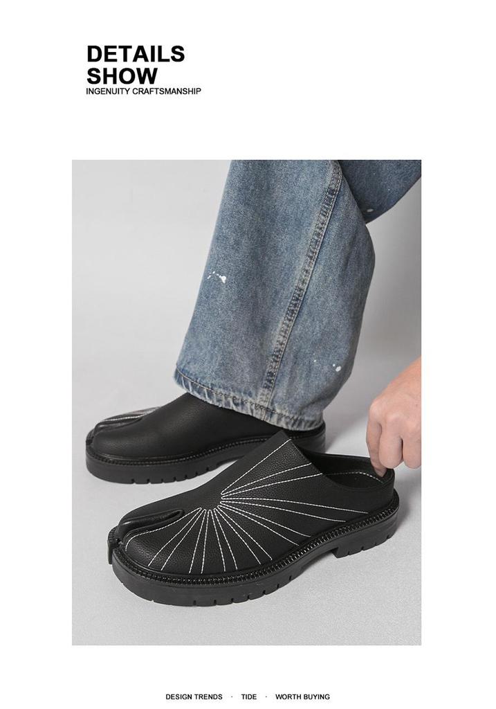 Herren-Loafer im japanischen Stil mit geteilter Zehe, zum Hineinschlüpfen, aus Leder - Lässige Halbschuhe