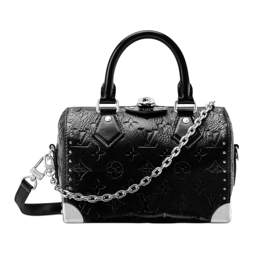 LOUIS VUITTON SpeedyTrunk Cow Leather One Shoulder Handbag 20 Women's Black M27921