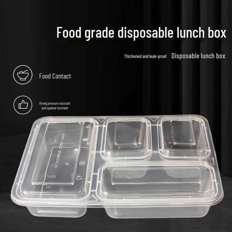 Tongyuan Disposable 4-Compartment Transparent Takeaway Meal Boxes