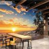 Tropical Island Beach Mural Sunrise Scenery 3D Wallpaper Living Room Bedroom Wallpaper Mural Home Decoration