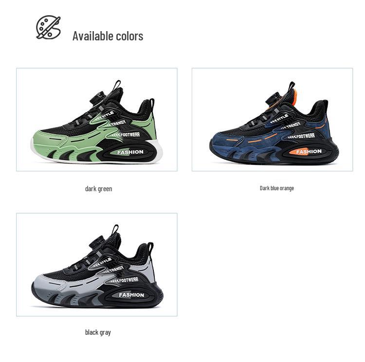 Boys' 2025 Autumn/Winter Sports Shoes with Rotating Button, Double-Layered Cotton, Plus Velvet Warmth for Medium and Large Children.