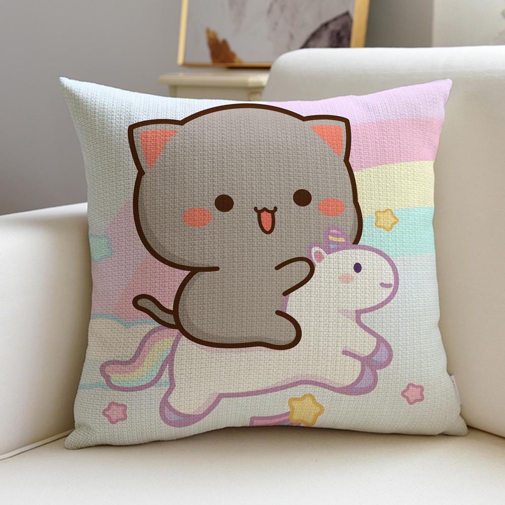 Squishy MMochi CatS Cushion Cover Breathable and skinfriendly linen pillowcase square removable and washable cushion