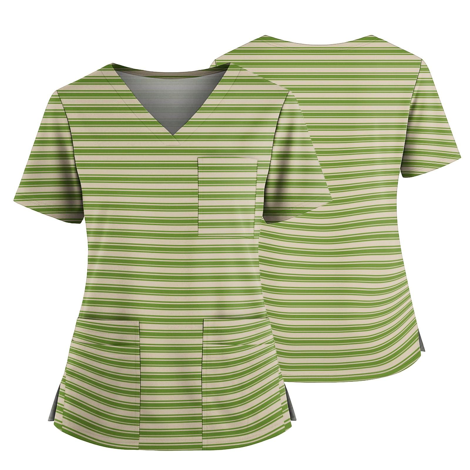 

Женский повседневный топ с принтом, V-образным вырезом, карманом, боковым разрезом и короткими рукавами S