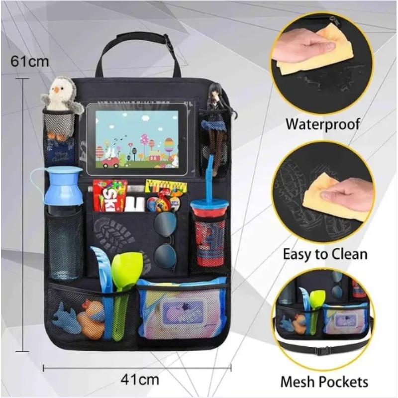 1pc/ 2pcs Car Seat Back Organizer 9 Storage Pockets with Touch Screen Tablet Holder Protector for Kids Children Car Accessories
