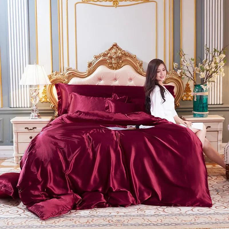 Fashion 100% Mulberry Silk Bedding Sets Quilt Duvet Cover Pillowcase Bedsheet King Queen Twin Size Bedding Sets Covers
