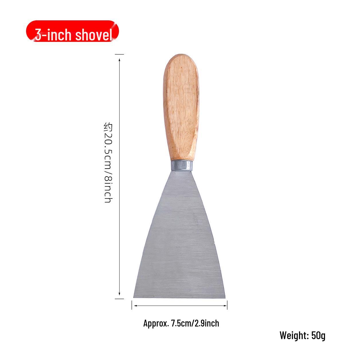 3-Inch Stainless Steel Mud Shovel Knife with Wooden Handle - Clay Sculpting and Cleaning Tool