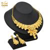 Two-Piece 24K Gold-Plated Alloy Dubai Bride Necklace Earrings Set Indian-Saudi Arabian Women's Wedding Gift for Party Occasions