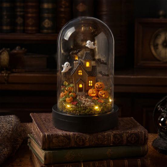 Indoor Outdoor Decor Haunted House Night Light, Glowing Ghost LED Table Lamp for Led Decoration Halloween Party, Spooky Desk Bedroom, Festive
