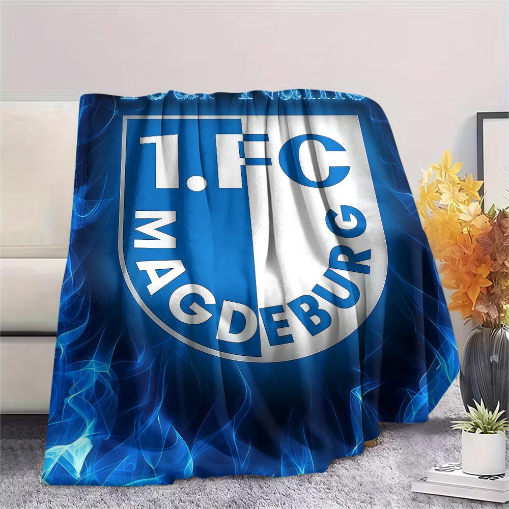 1PC Custom Name 1. FC Magdeburg Flame Patterned Flannel Blanket Suitable For All Seasons for Home Decor Warmth and Comfort Gifts Holiday Present -HE2
