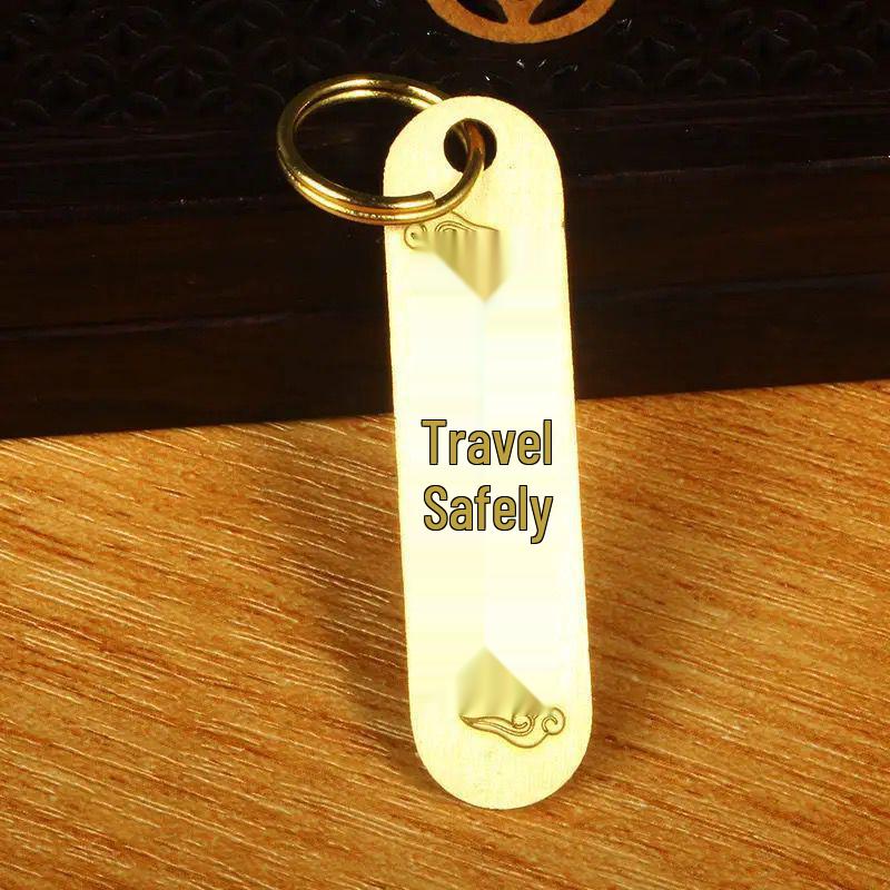 Pure Brass Zodiac Pixiu Gourd Keychain with Five Emperors Coin Pendant