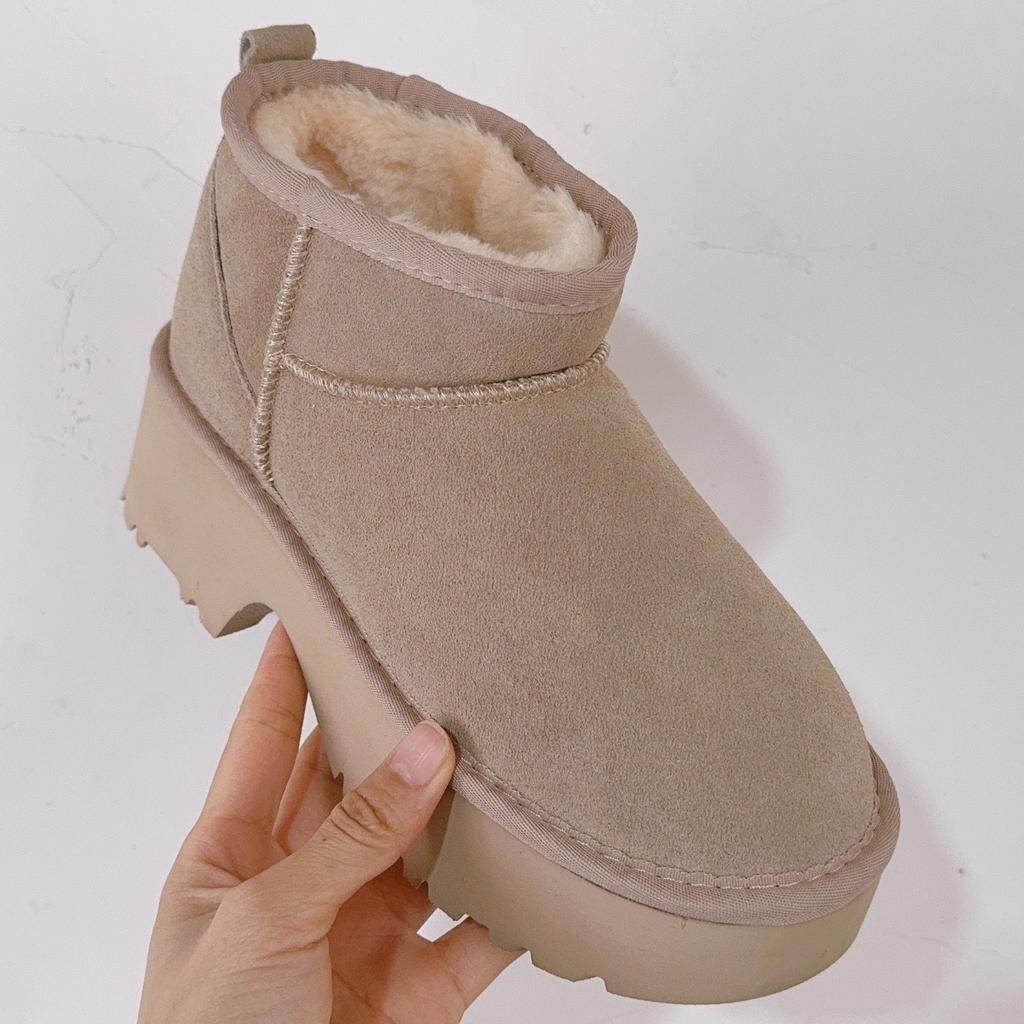 Classic Winter Woman Trend Platform Boots New Design Genuine Cow Leather Warm Fur Snow Boots Lady Ultra Mini High heel Shoes