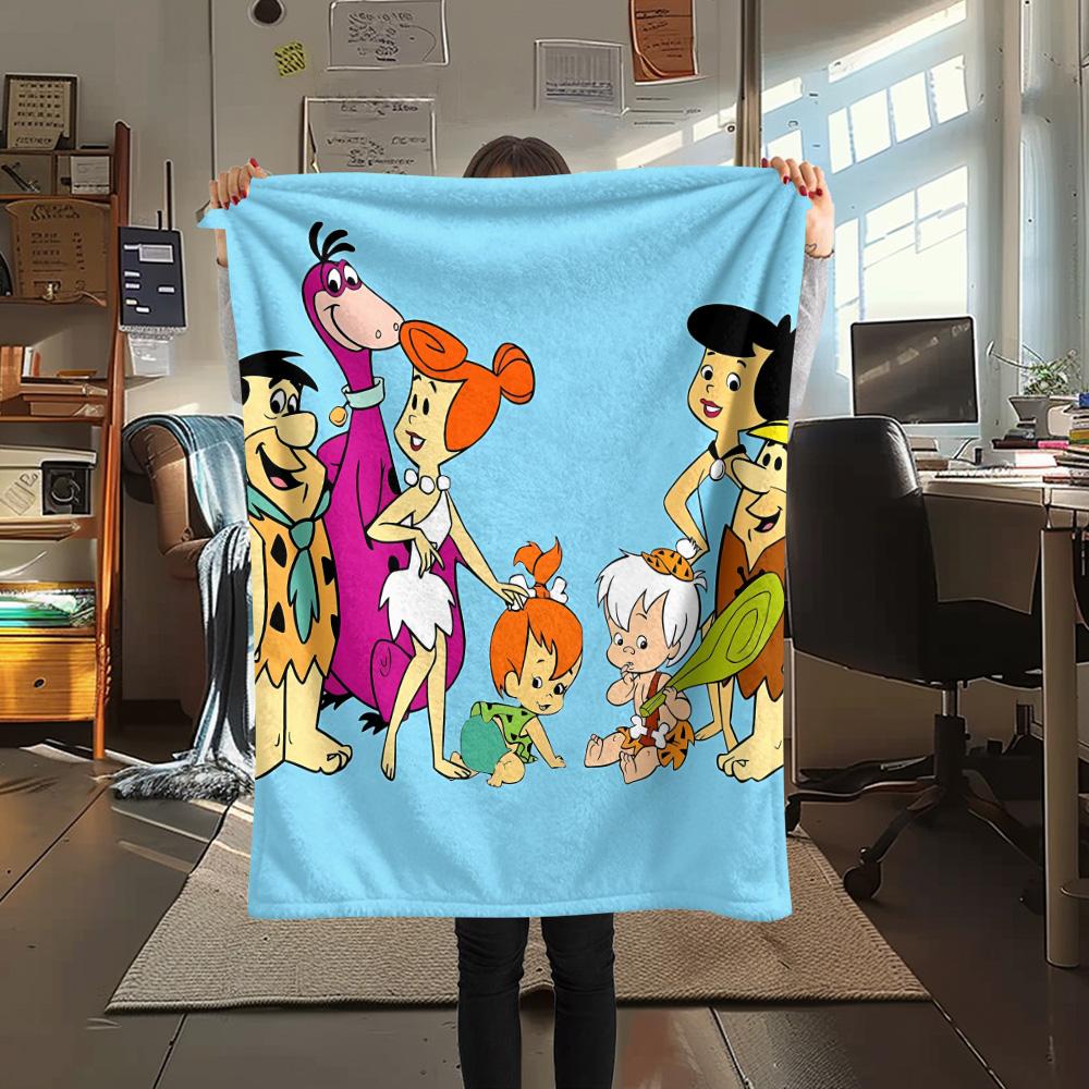 Coperta in Flanella con Stampa dei Flintstones, Alta qualità, Confortevole per Tutte le Stagioni, Decorazione per la Casa, Calore e Comfort