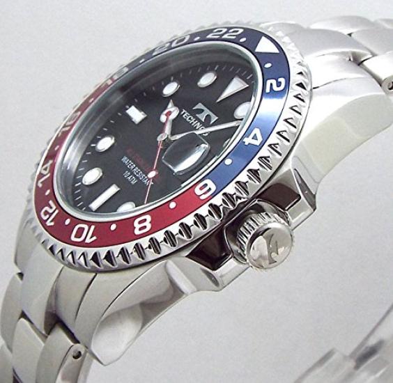 TECHNOS Technos Rotating 10 ATM Water Black Blue and Red Includes Strap Adjustment Tool Men's Watch, Diver's Watch, Bezel, Resistant, Dial, Bezel,