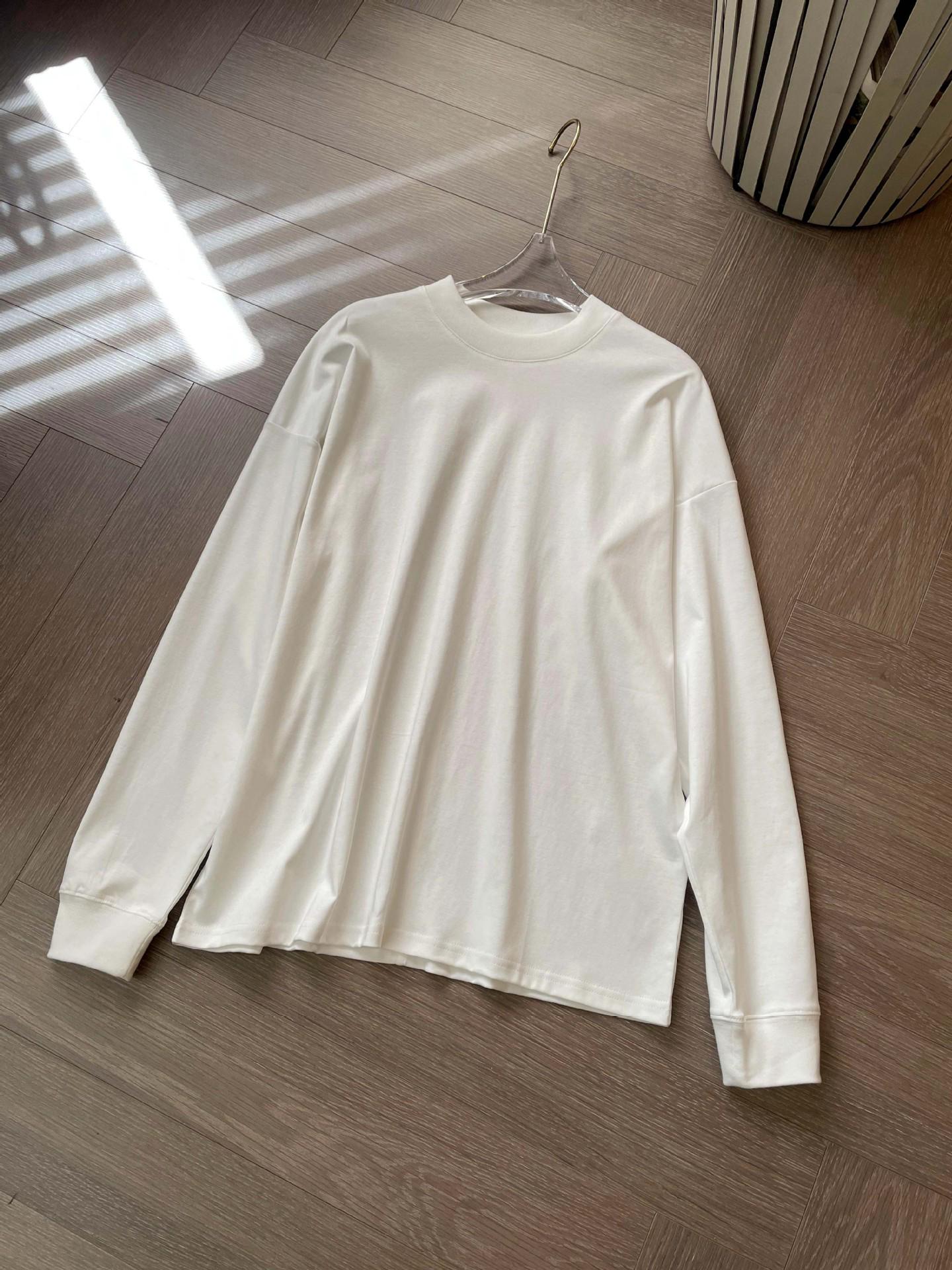 ROW Wind 80-Count High-Density 100% Long-Staple Cotton Round Neck Long-Sleeved T-Shirt - Impeccable Feel and Texture! Medium белый