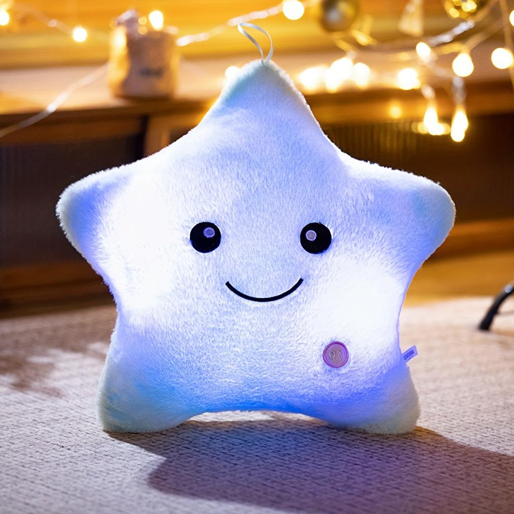 Purple glowing dark night stars plush toys, charming soft star-shaped stuffed animals, woven polyester, magical night lights