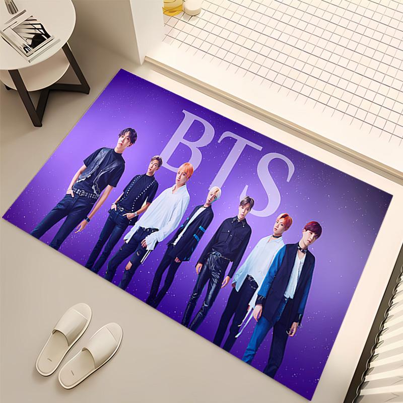 1pc Kpop Print Area Rug - Soft, Washable Non-Slip Indoor Mat, Living Room, Home Office Decorative Rug,Office Decorative