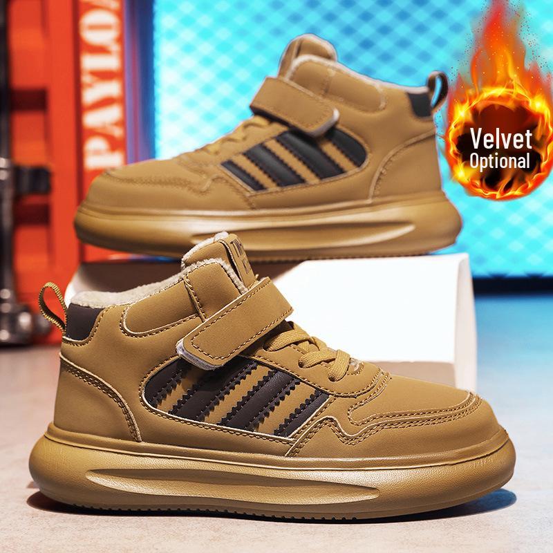 

Winter 2025 Boys Plus Velvet Thickened Non-slip Casual Sports Shoes with Soft Soles 38 коричневий
