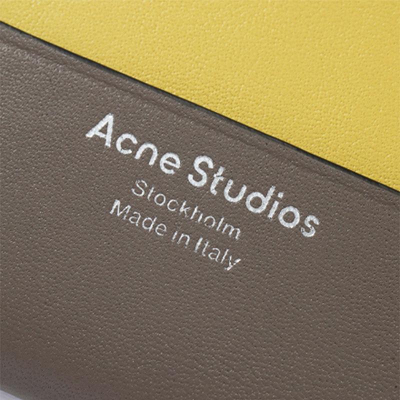 Acne Studios Printed Color Block Leather Card Holder Unisex Accessories Brown CG0155