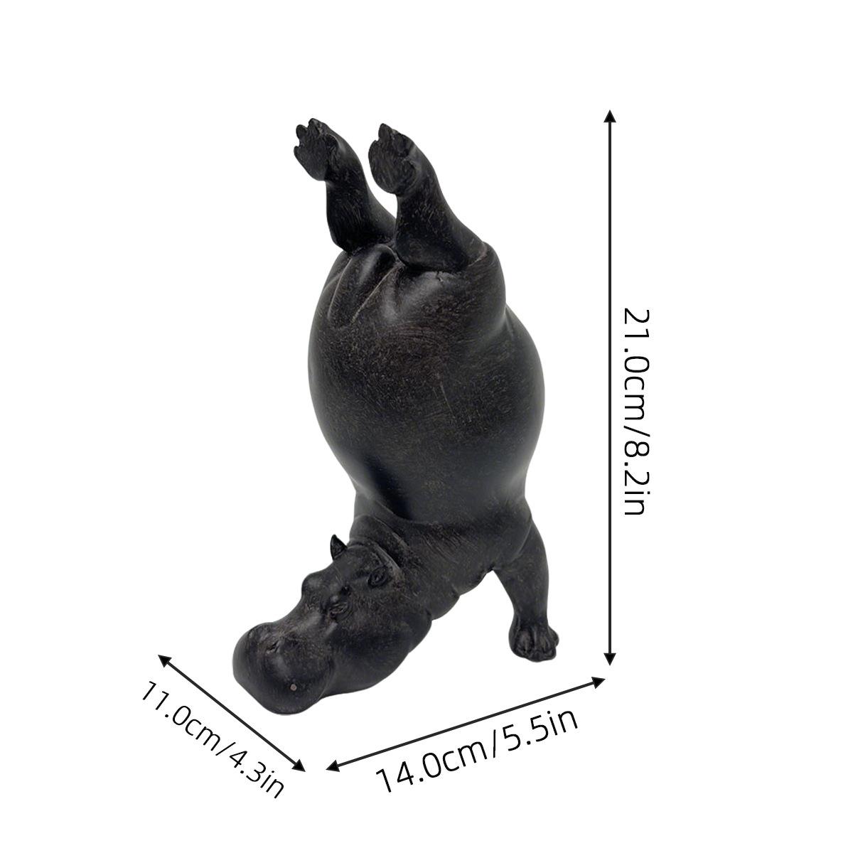 Yoga Hippo Statue Cute Hippopotamus in Meditation Pose Resin Sculpture Funny Desk Decor Unique Gift for Yoga Lovers Relief