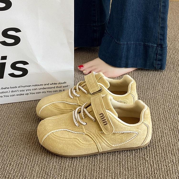 Velcro German training shoes women's 2025 summer and autumn new flat-soled Forrest Gump shoes little white shoes breathable retro casual board shoes